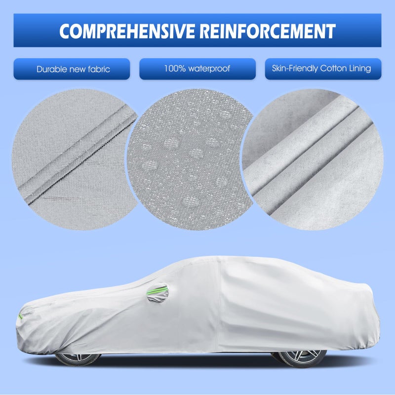Migaven Waterproof Full Exterior Cover Sun Rain Protection Fit for 2007-2025 BMW 3 Series M3 320i 325i 328i 330i 340i, Silver - Image 3
